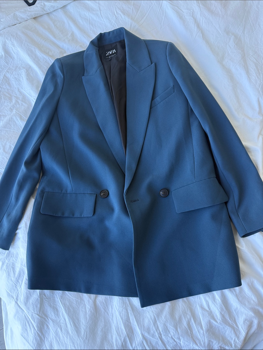 Zara Double-Breasted Blue Blazer